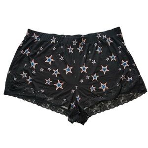 Torrid 4X Black Stars and Lace Super Soft Pajama Sleep Shorts Spring Summer NWT